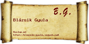 Blázsik Gyula névjegykártya